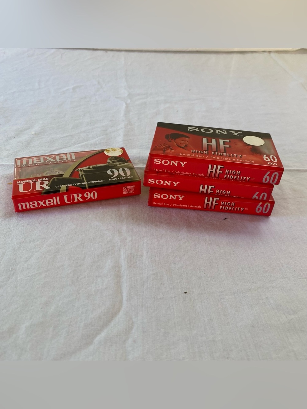 Vintage Blank Audio Cassette Tape Lot – Sealed Maxell UR90 & Sony HF 60